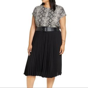 Halogen Plus Size Black Georgette Pleated Skirt, 1X